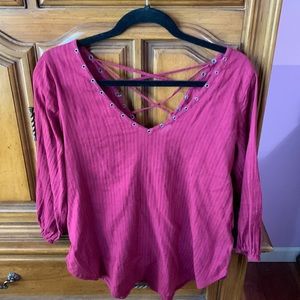 Hollister Vintage Style Quarter Sleep Red Top